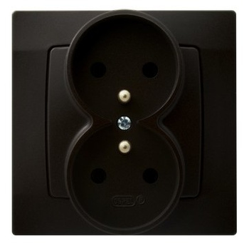 OSPEL KARO GP-2SZ/40 Gniazdo podwójne z uziemieniem kompletne z ramką