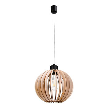 PALLA 270 lampa wisząca, moc max. 1x60W, E27, czarna, okrągły klosz, drewno