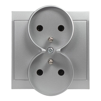 Gniazdo podwójne p/t 2x2P+Z Luna, 16A, 250V, PT-6LR, srebrny
