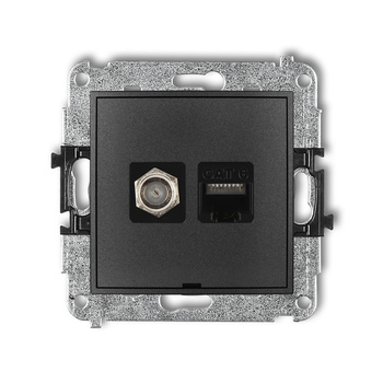 KARLIK MINI 11MGFKBO-3  Gniazdo antenowe pojedyńcze typu F (SAT) + gniazda komp. poj. 1xRJ45