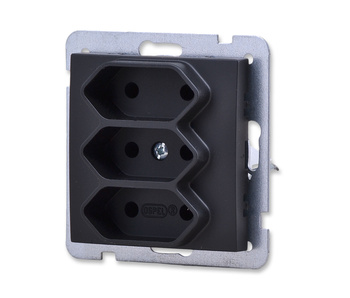OSPEL AS GP-3G/33 Gniazdo potrójne euro czarny metalik