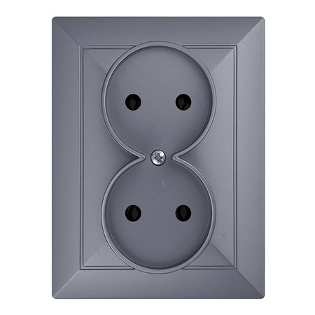 Gniazdo podwójne p/t 2x2P Pearl, 16A, 250V, PT-5 P, antracyt