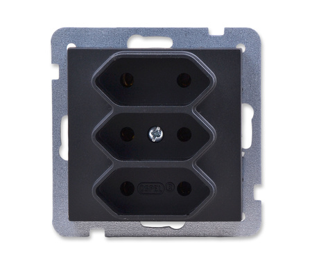 OSPEL AS GP-3G/33 Gniazdo potrójne euro czarny metalik