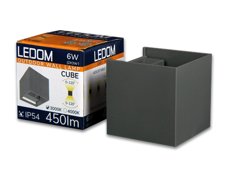 LED line LITE Kinkiet zewnętrzny LED 2x3W 3000K IP54 szary CUBE