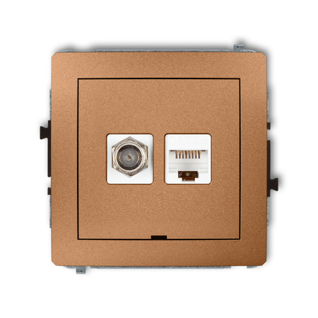 KARLIK DECO 8DGFKBO-1  Gniazdo antenowe pojedyńcze typu F (SAT) + gniazda komp. poj. 1xRJ45