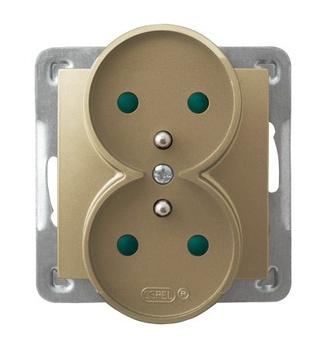 OSPEL IMPRESJA GP-2YRAZP/m/28 Gniazdo podwójne z/u z przesłonami, moduł