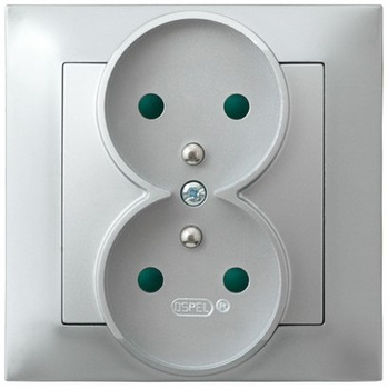 Ospel impresja GP-2YZP/18 Gniazdo podwójne z/u, przesłony, kompletne