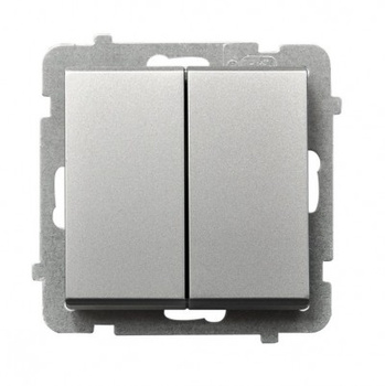 OSPEL SONATA ŁP-10R/m/38 Łącznik, podwójny, schodowy bez ramki srebrny