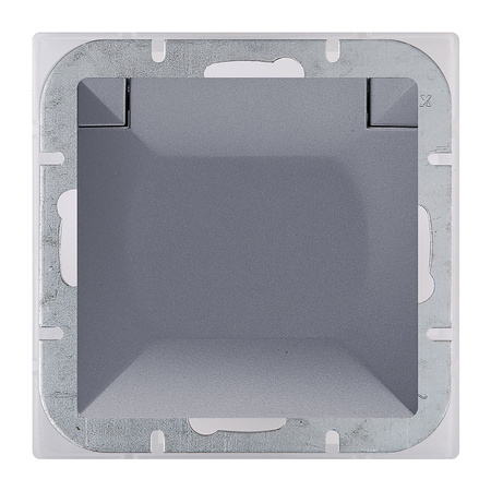 Gniazdo pojedyncze p/t 2P+Z Schuko bryzgoszczelne z klapką Pearl, 16A, 250V, PT-17PH, antracyt