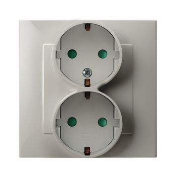 OSPEL SZAFIR GP-2ZSP/83 Gniazdo podwójne schuko z przesłonami