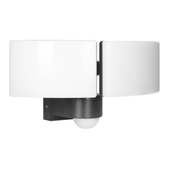 TOS DUO LED 2x20W podwójny naświetlacz ogrodowy z PIR, 2x1600lm, IP65, 4000K, PC, szary
