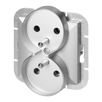 Gniazdo podwójne p/t 2x2P+Z Pearl, 16A, 250V, PT-6 P, srebrny