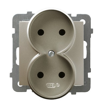 OSPEL AS GP-2GR/m/45 Gniazdo podwójne moduł bez ramki satyna light