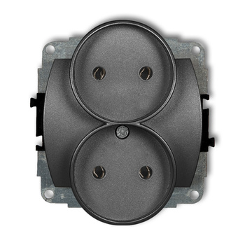 KARLIK TREND 11GPR-2p  Gniazdo podwójne do ramki poziomej bez uziemienia 2x2P (przesłony torów prądowych)