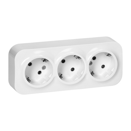 Gniazdo potrójne ToDo 2P+Z Schuko IP20, 16A, 230V AC, biały, 10 sztuk