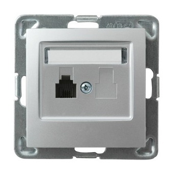 OSPEL IMPRESJA GPT-1Y/m/18 Gniazdo telefoniczne pojedyncze srebro