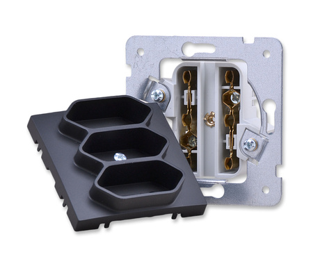 OSPEL AS GP-3G/33 Gniazdo potrójne euro czarny metalik