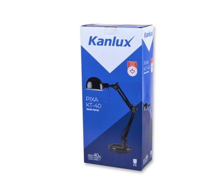 KANLUX PIXA KT-40-B LAMPKA BIURKOWA CZARNA ŁAMANA E14