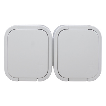 Gniazdo podwójne n/t 2x2P+Z, bryzgoszczelne z klapką B2, IP54, NT-6B2, biały