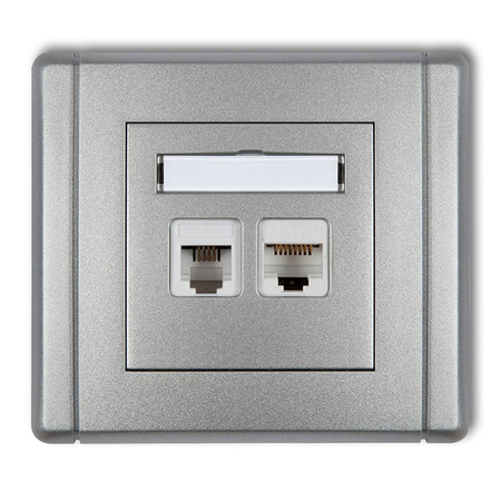 KARLIK FLEXI 7FGTK Gniazdo telefoniczne pojedyncze 1xRJ11 + komputerowe pojedyncze 1xRJ45