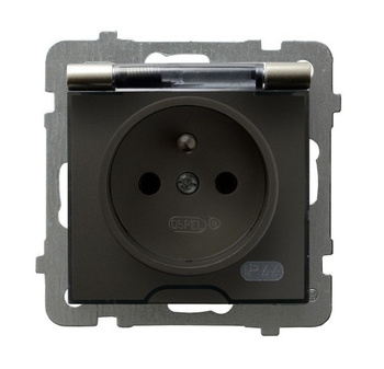 OSPEL AS GPH-1GZ/m/45/d Gniazdo bryzgoszczelne z/u IP-44 satyna light