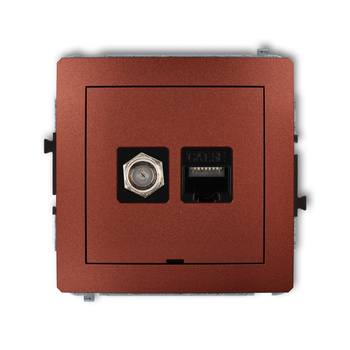 KARLIK DECO 9DGFKBO-1  Gniazdo antenowe pojedyńcze typu F (SAT) + gniazda komp. poj. 1xRJ45