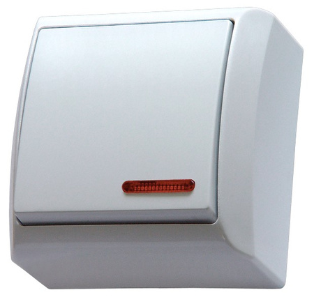 Ospel bis ŁN-1BS/00 Łącznik jednobiegunowy z podświetleniem biały