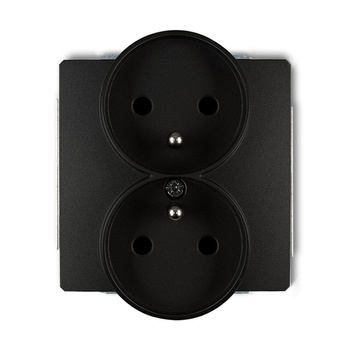 KARLIK DECO 12DGPRSO-2zp  Gniazdo podwójne do ramki DECO Soft z uziemieniem 2x(2P+Z) (przesłony torów prądowych)