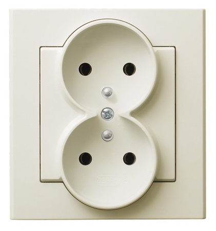 OSPEL SONATA GP-2RZ/27 Gniazdo podwójne z uziemieniem kompletne ecru