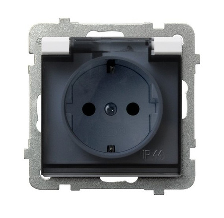 SONATA GPH-1RS/m/75/d Gniazdo bryzgoszczelne z uziemieniem schuko IP-44 wieczko przezroczyste