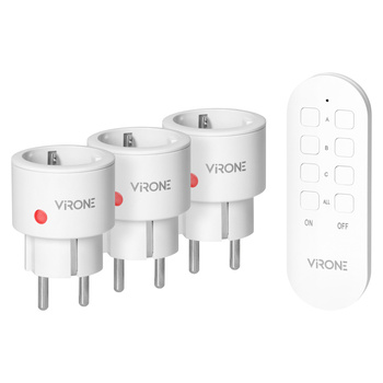 Zestaw bezprzewodowych gniazd MINI Schuko, sterowanych pilotem 3+1, 2300W