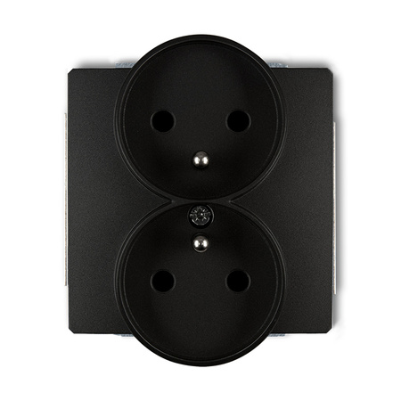 KARLIK DECO 12DGPRSO-2zp  Gniazdo podwójne do ramki DECO Soft z uziemieniem 2x(2P+Z) (przesłony torów prądowych)