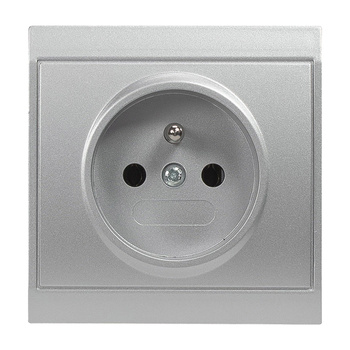 Gniazdo pojedyncze p/t 2P+Z Luna, 16A, 250V, PT-16L, srebrny