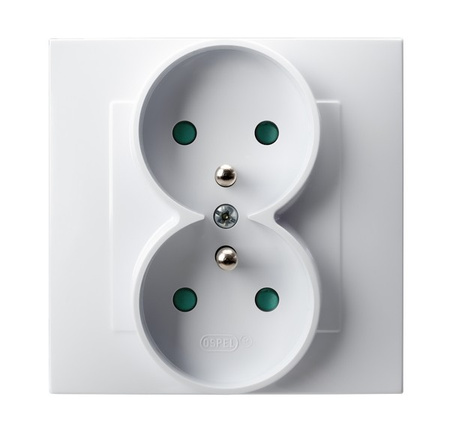 OSPEL SZAFIR GP-2ZZP/00 Gniazdo podwójne z uziemieniem kompletne białe