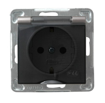 Ospel impresja GPH-1YS/m/23/d Gniazdo bryzgoszczelne schuko IP-44 tytan