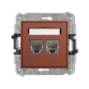 KARLIK MINI 63MGK-6 Mechanizm gniazda komputerowego podwójnego 2xRJ45, kat. 6, ekranowany, 8-stykowy