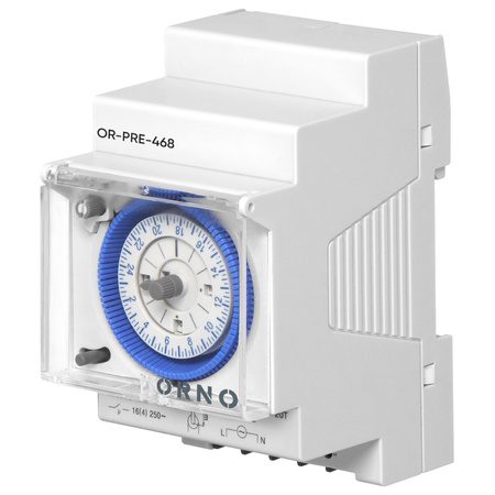 Mechaniczny programator czasowy 3 modułowy, 24 godziny, minimum 15 minut, 110-230 VAC, rezerwa 200 godzin