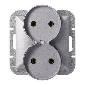 Gniazdo podwójne p/t 2x2P Pearl, 16A, 250V, PT-5PR, antracyt