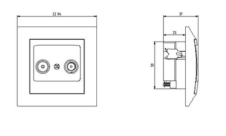 Ospel impresja GPA-10YP/m/28 Gniazdo RTV przelotowe 10-dB złoto