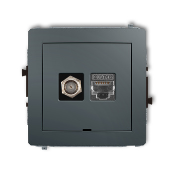 KARLIK DECO 28DGFKBO-5  Gniazdo antenowe pojedyńcze typu F (SAT) + gniazda komp. poj. 1xRJ45