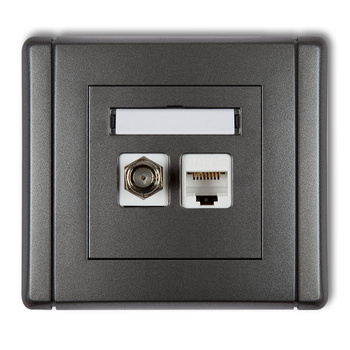 KARLIK FLEXI 11FGFK-5  Gniazdo antenowe poj. typu F (SAT) +  Gniazdo komp. poj. 1xRJ45