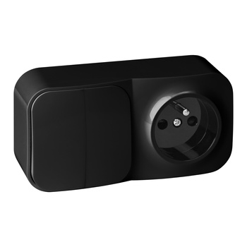 Łącznik n/t świecznikowy + Gniazdo pojedyncze ToDo, IP20, 2P+Z, czarny