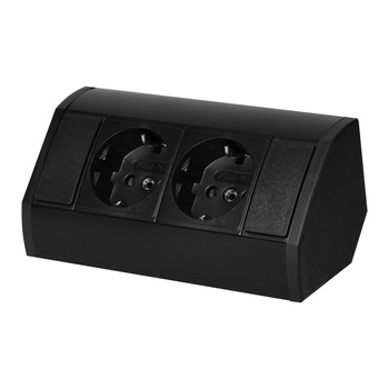Gniazdo meblowe 2x2P+Z (Schuko), czarne