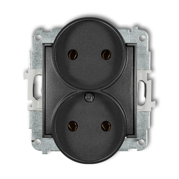 KARLIK ICON 11IGPR-2  Gniazdo podwójne do ramki bez uziemienia 2x2P (bez przesłon torów prądowych)