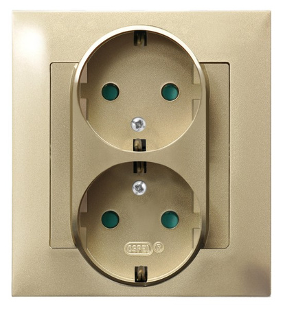 OSPEL IMPRESJA GP-2YSP/28 Gniazdo podwójne schuko przesłłony, kompletne