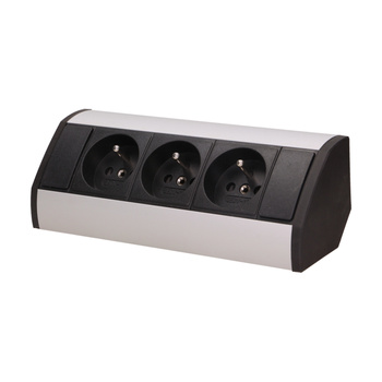 Gniazdo meblowe 3x2P+Z, czarno-srebrne