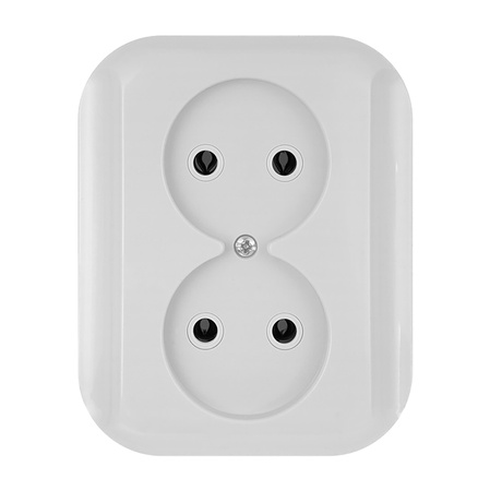 Gniazdo podwójne p/t 2x2p 16A, 250V, TOPAZ, biały