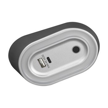 AGRA lampka podszafkowa LED 2,5W, 80lm, 4000K, z włącznikiem bezdotykowym i funkcją ładowania USB A+C, szara