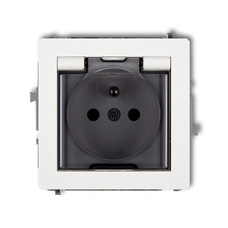 KARLIK DECO DGPB-1zdp Gniazdo bryzgoszczelne z uziemieniem 2P+Z (klapka dymna