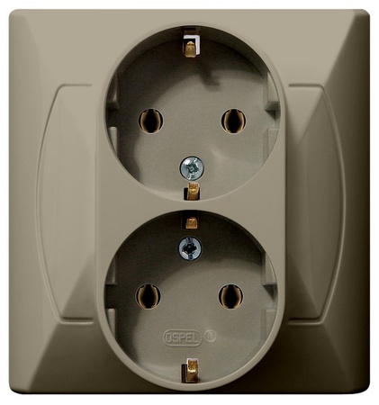 OSPEL AKCENT GP-2AS/01 Gniazdo podwójne z uziemieniem schuko beż